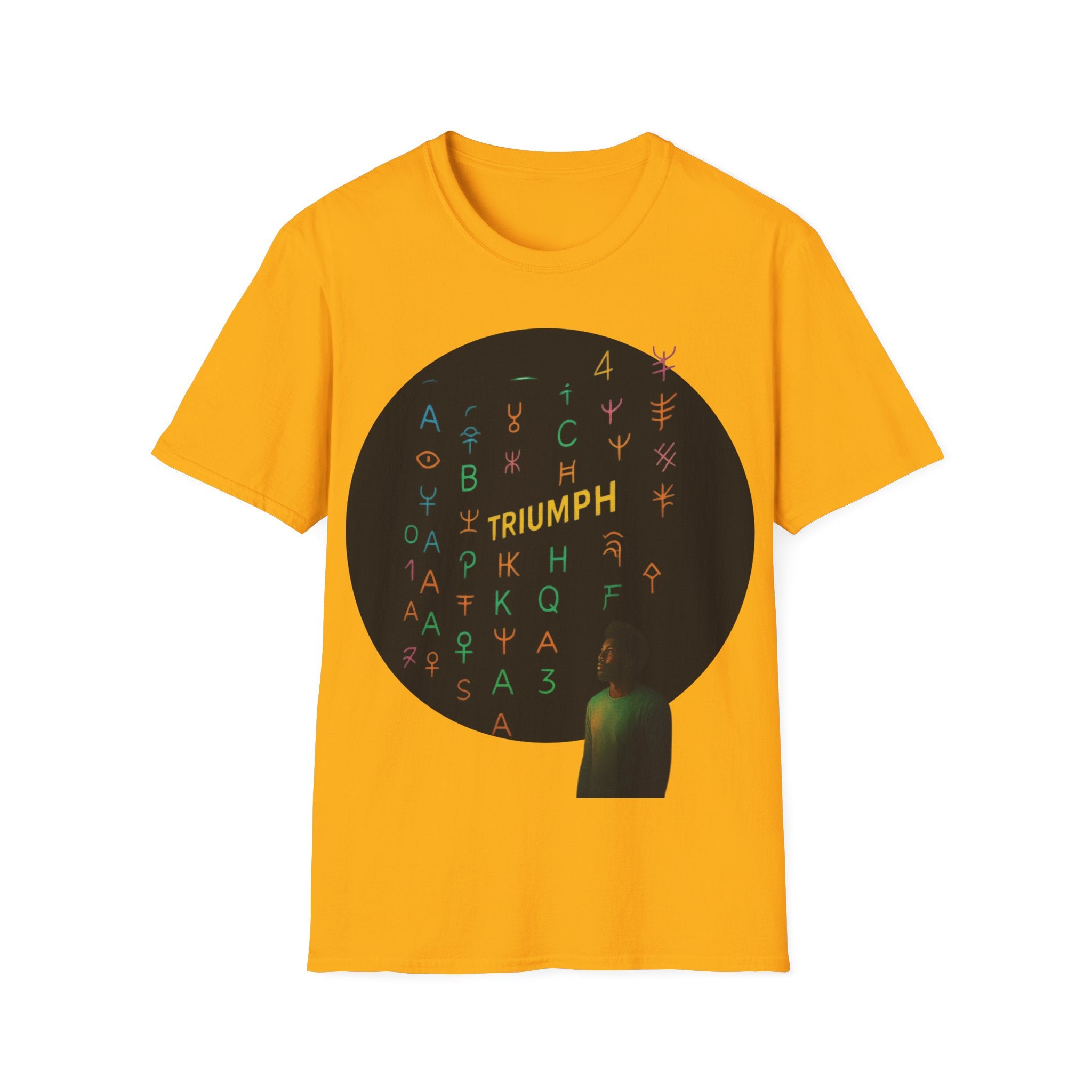 PRB Triumph Afro Hair Silhouette T-Shirt | Black Hair Alphabet Design by Printify