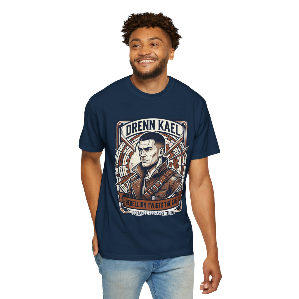 Power Runs Black PRB Drenn Kael Portrait T-Shirt — "Rebellion Twists the Axis" Graphic Tee by Power Runs Black