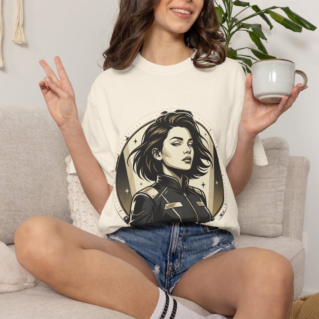 Power Runs Black Retro Space Captain Portrait T-Shirt — 'Fearless Commander' Graphic Tee by Power Runs Black