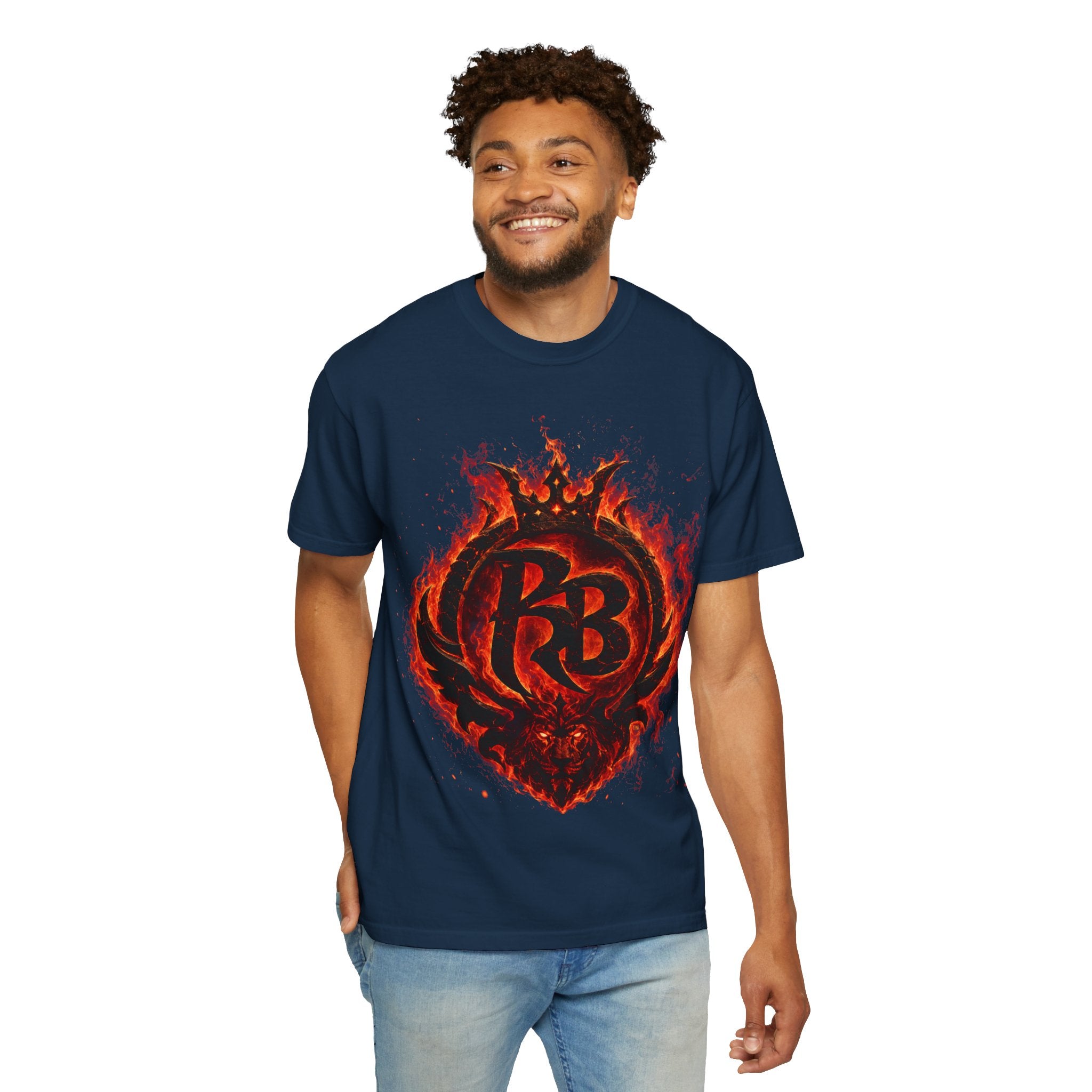 Power Runs Back PRB Flame Logo T-shirt | Fiery Emblem Tee, Grunge Rock Chic by Power Runs Black