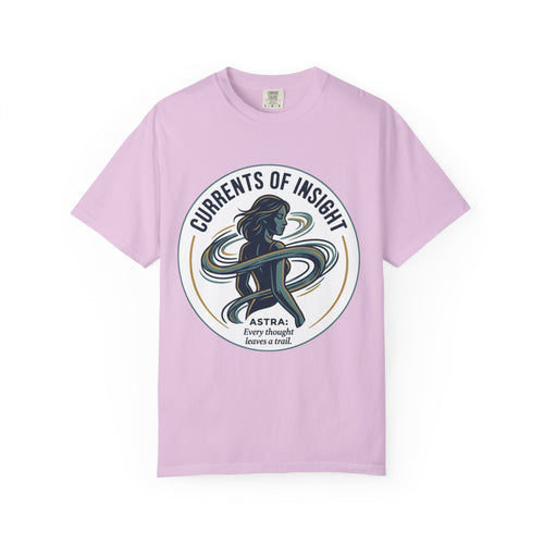 Power Runs Black Currents of Insight T-Shirt — 'Astra: Every thought leaves a trail' Graphic Tee by Power Runs Black
