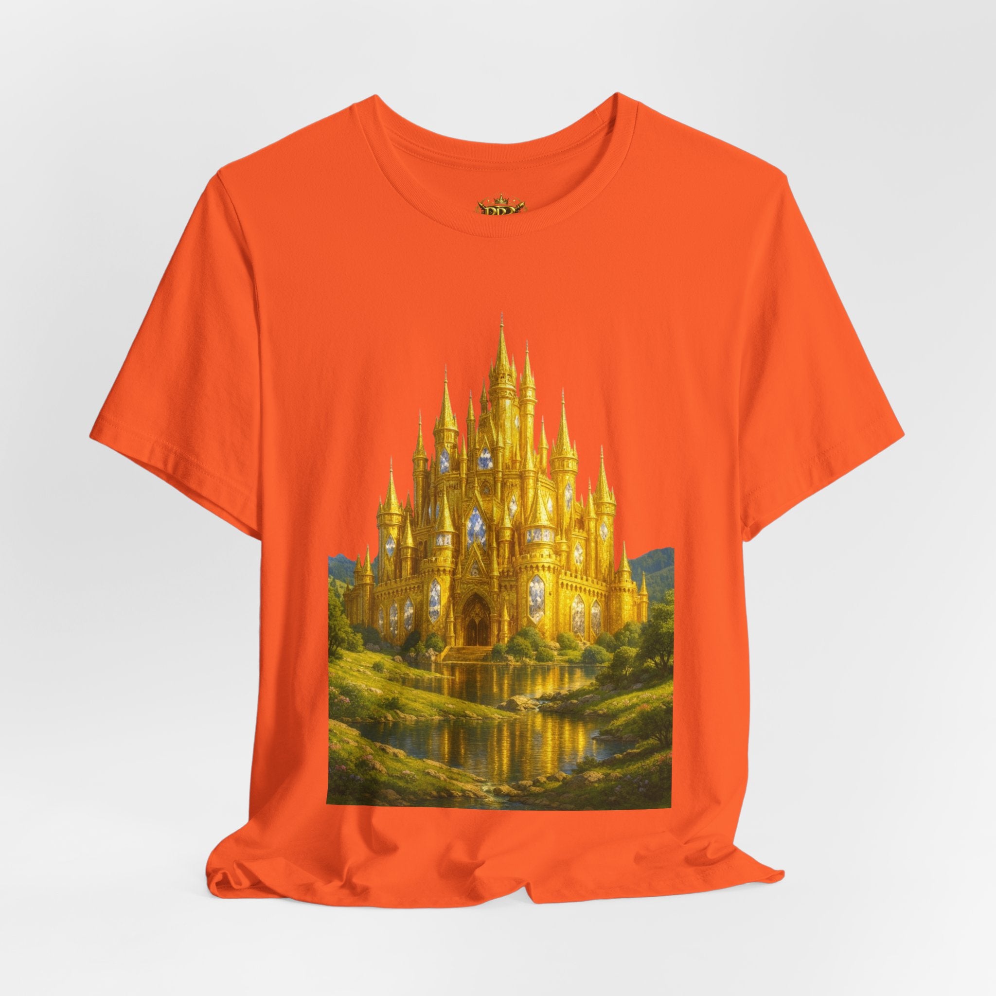 PRB Golden Fantasy Castle Tee | Magical Kingdom Illustration, Fairytale Scene by Power Runs Black