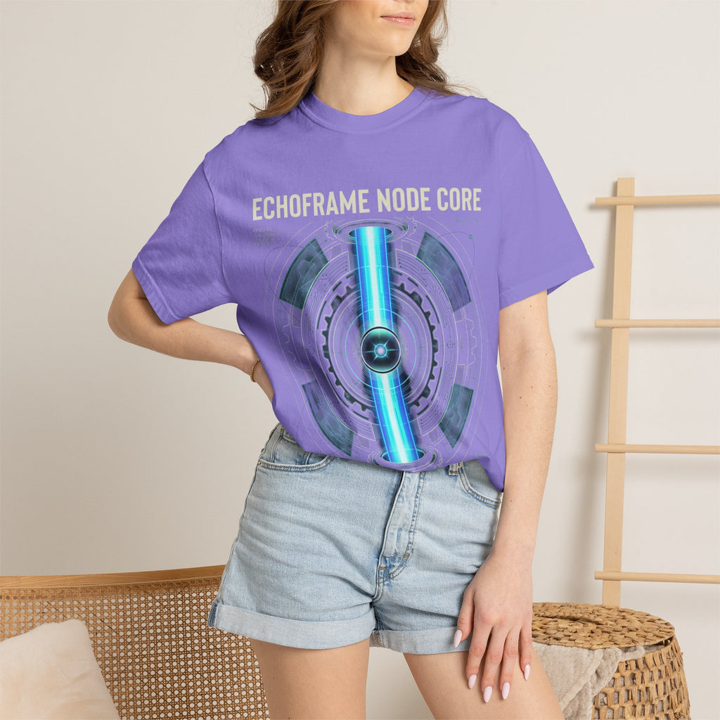Power Runs Black PRB Echoframe Node Core T-Shirt — Futuristic Tech Graphic Tee by Power Runs Black