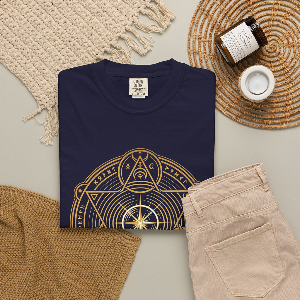 Power Runs Black PRB — Veyra Kain Geometric Sigil Tee with “Too Much Becomes Ruin” Graphic T-Shirt by Printify