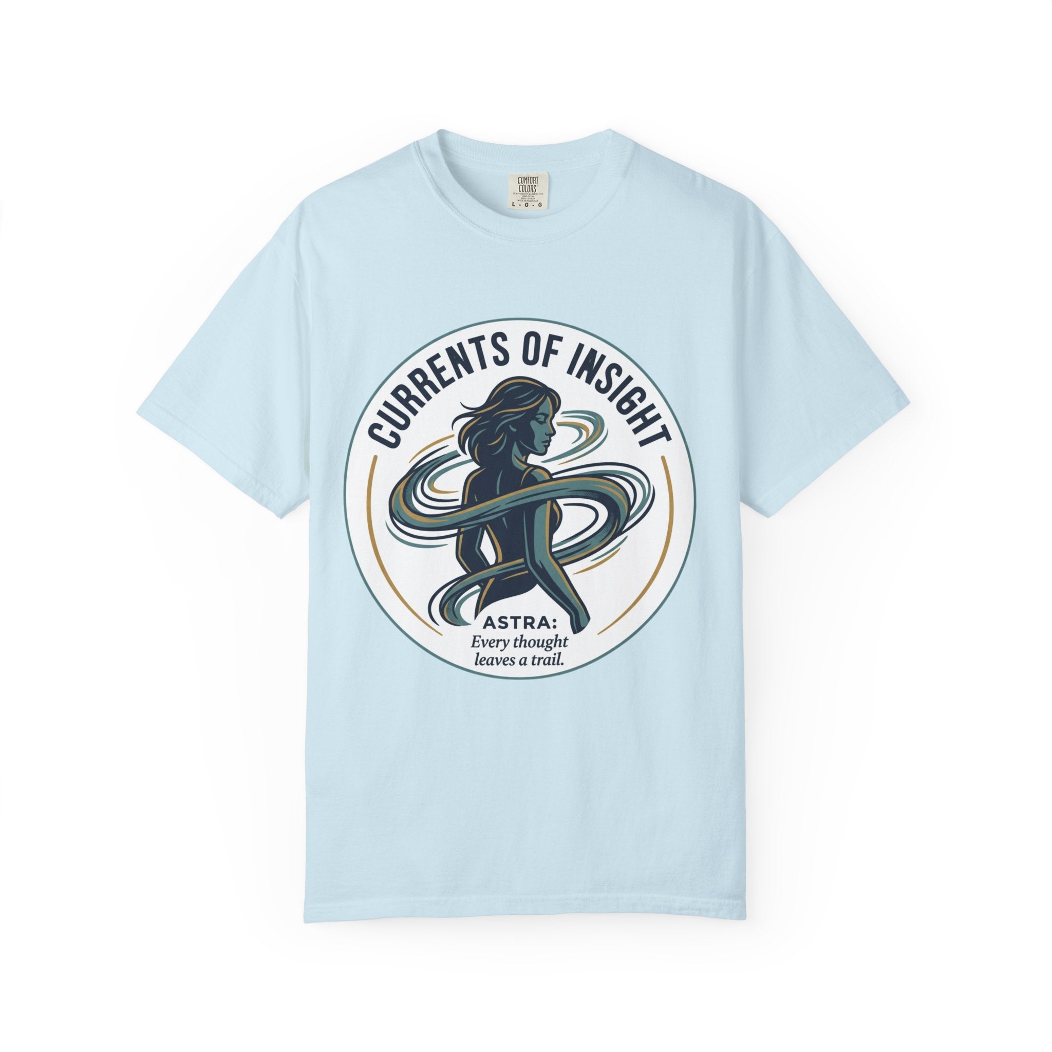 Power Runs Black Currents of Insight T-Shirt — 'Astra: Every thought leaves a trail' Graphic Tee by Power Runs Black
