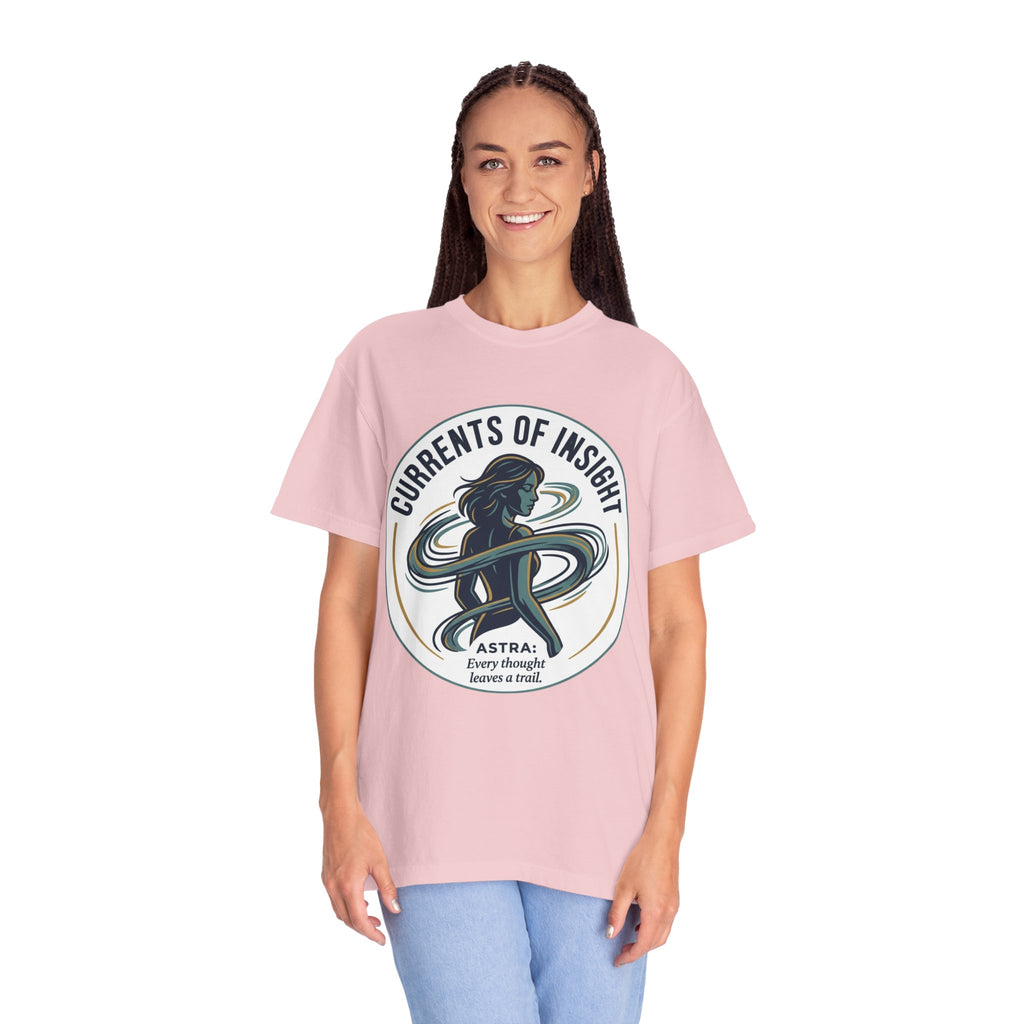 Power Runs Black Currents of Insight T-Shirt — 'Astra: Every thought leaves a trail' Graphic Tee by Power Runs Black