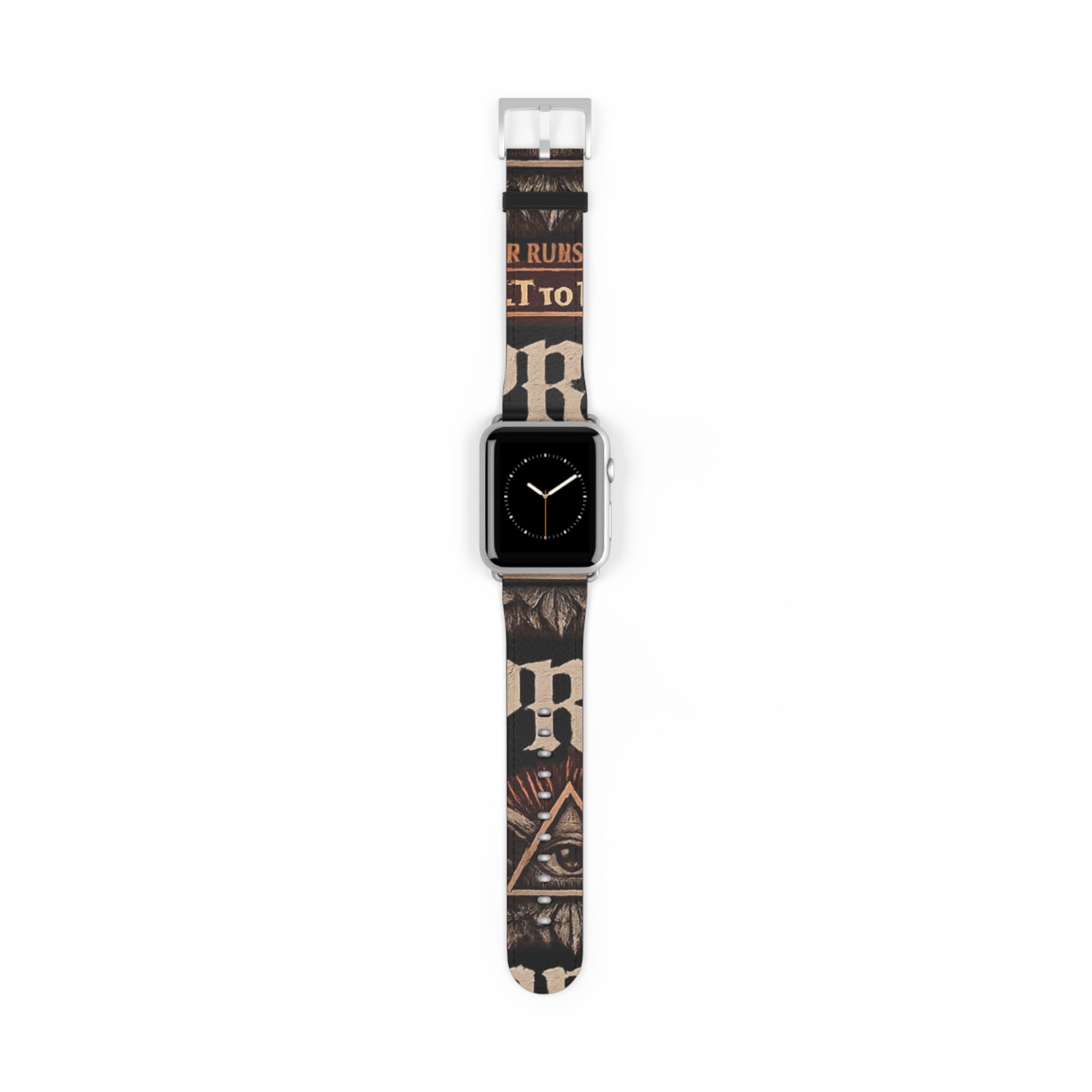Power Runs Black PRB Blackline Tech Mystic All-Seeing Eye Watch Band — Vintage Occult Graphic Apple Watch Strap by Power Runs Black