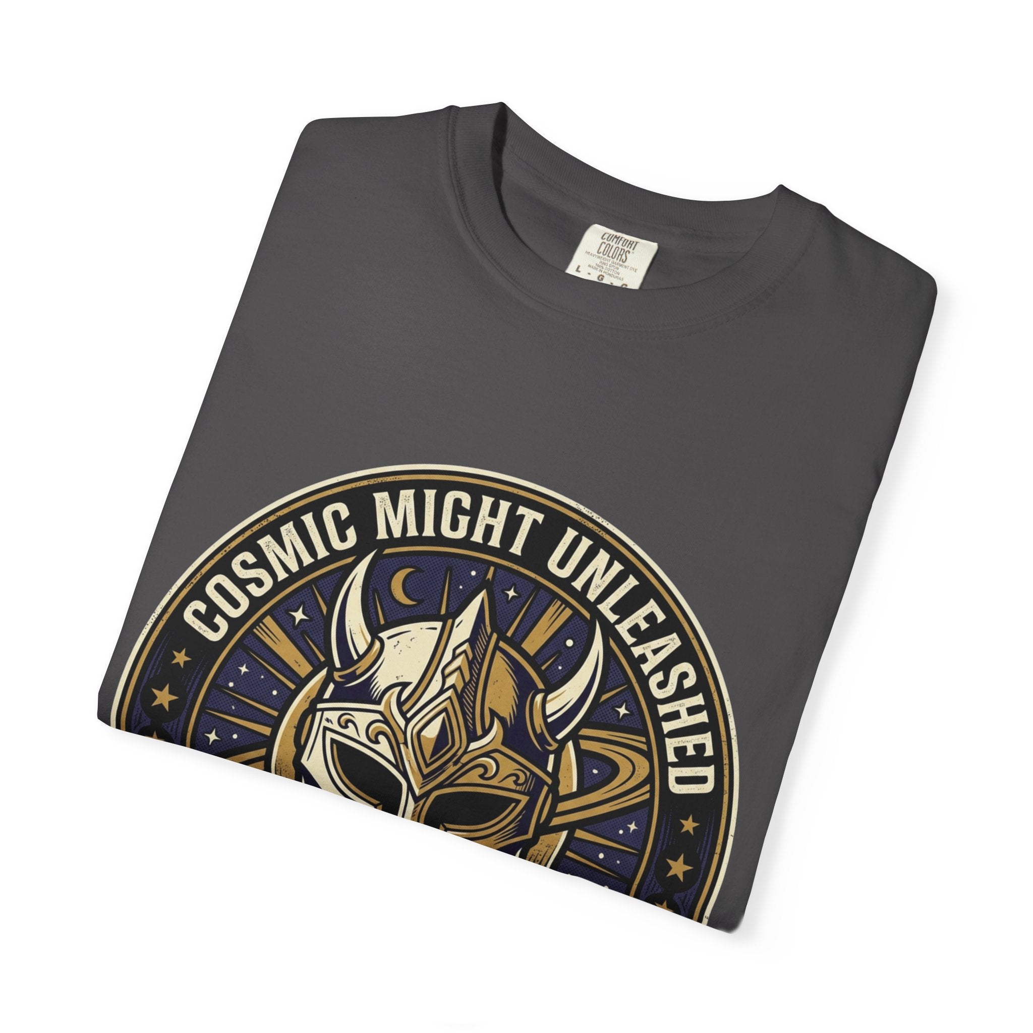 PRB Starforged Flex Cosmic Might Unleashed T-Shirt — Mythic Helmet Graphic Tee by Power Runs Black