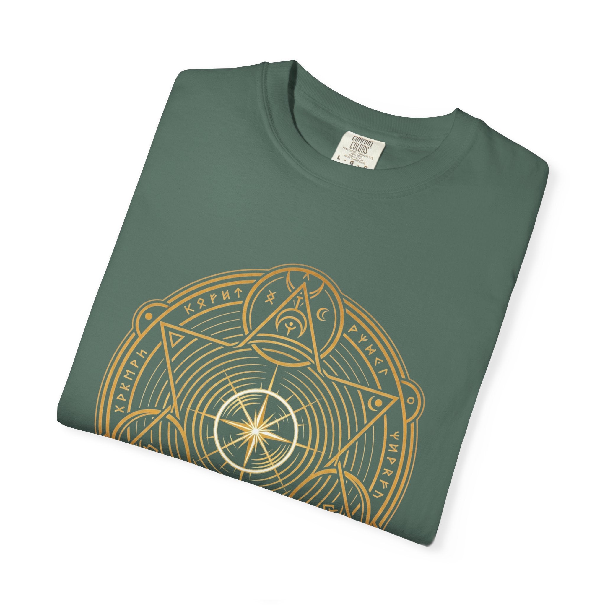 Power Runs Black PRB — Veyra Kain Geometric Sigil Tee with “Too Much Becomes Ruin” Graphic T-Shirt by Printify