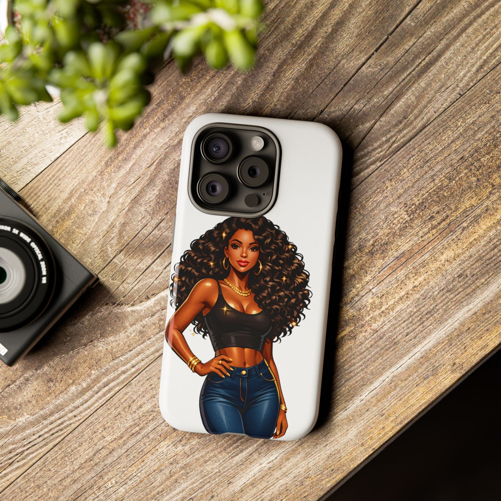 Pretty Rich Bitch by PRB Curly Hair Phone Case by Power Runs Black