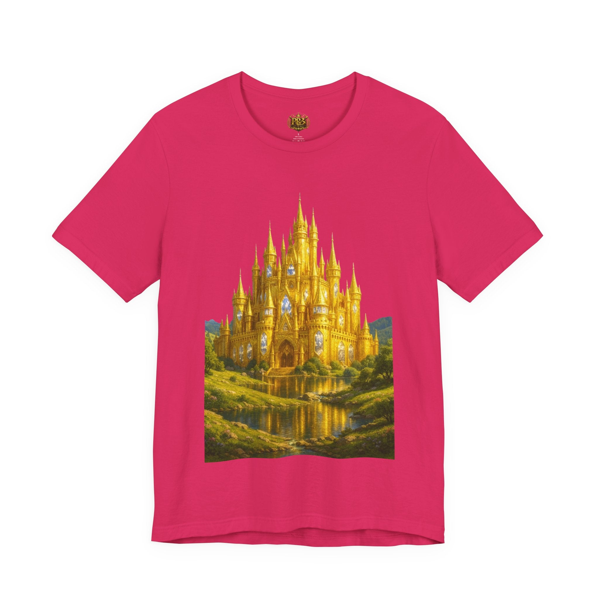 PRB Golden Fantasy Castle Tee | Magical Kingdom Illustration, Fairytale Scene by Power Runs Black