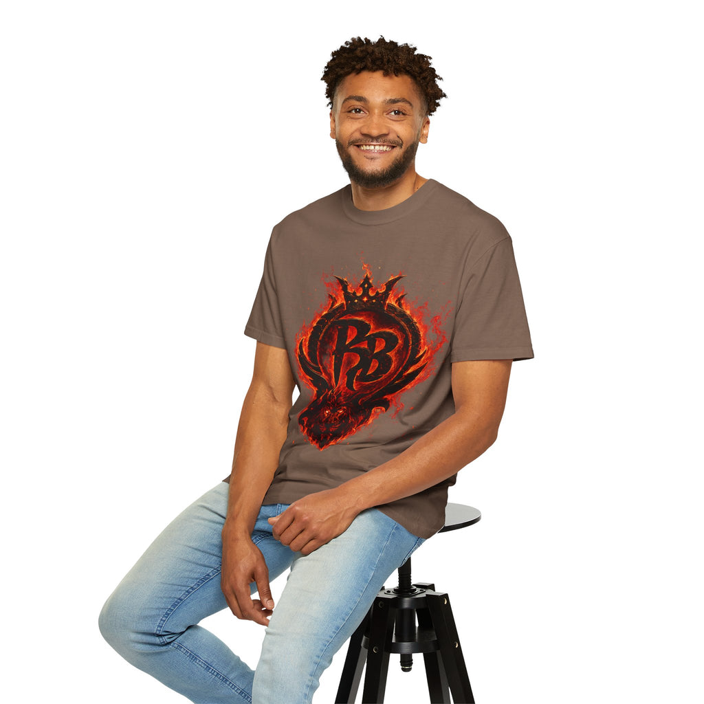 Power Runs Back PRB Flame Logo T-shirt | Fiery Emblem Tee, Grunge Rock Chic by Power Runs Black