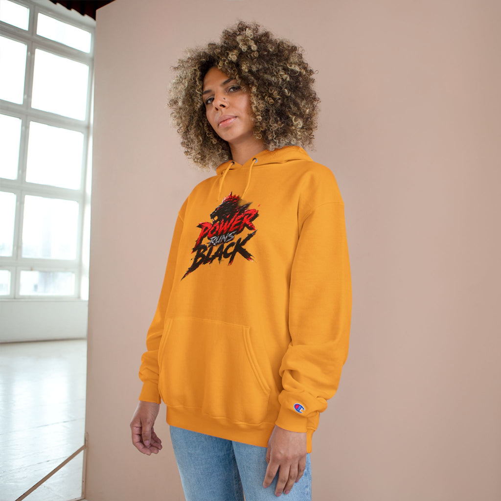 Power Runs Black logo hoodie | Flame crest design by Power Runs Black