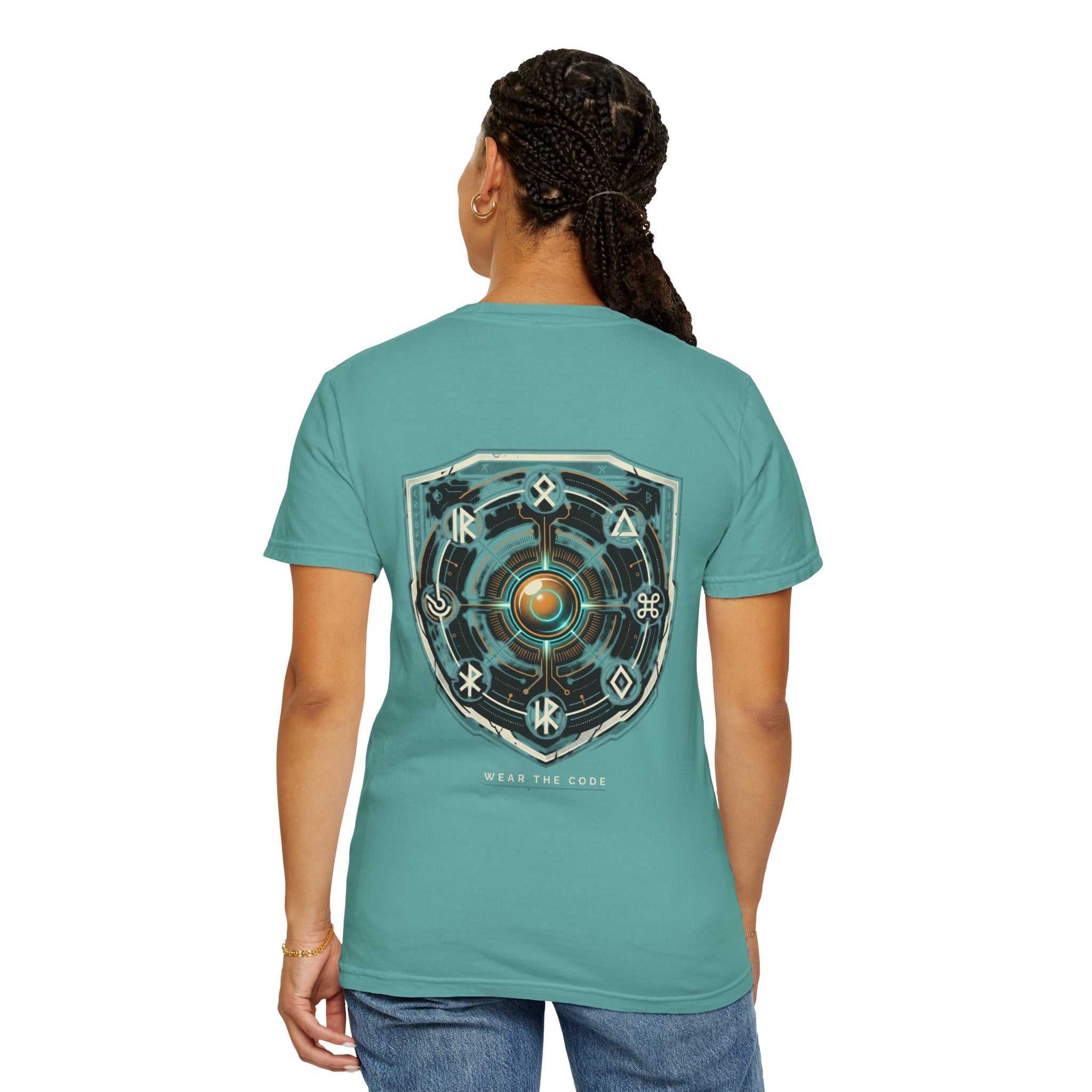 Power Runs Black PRB "Wear The Code" Mystic Shield T-Shirt — Geometric Sigil Graphic Tee by Printify