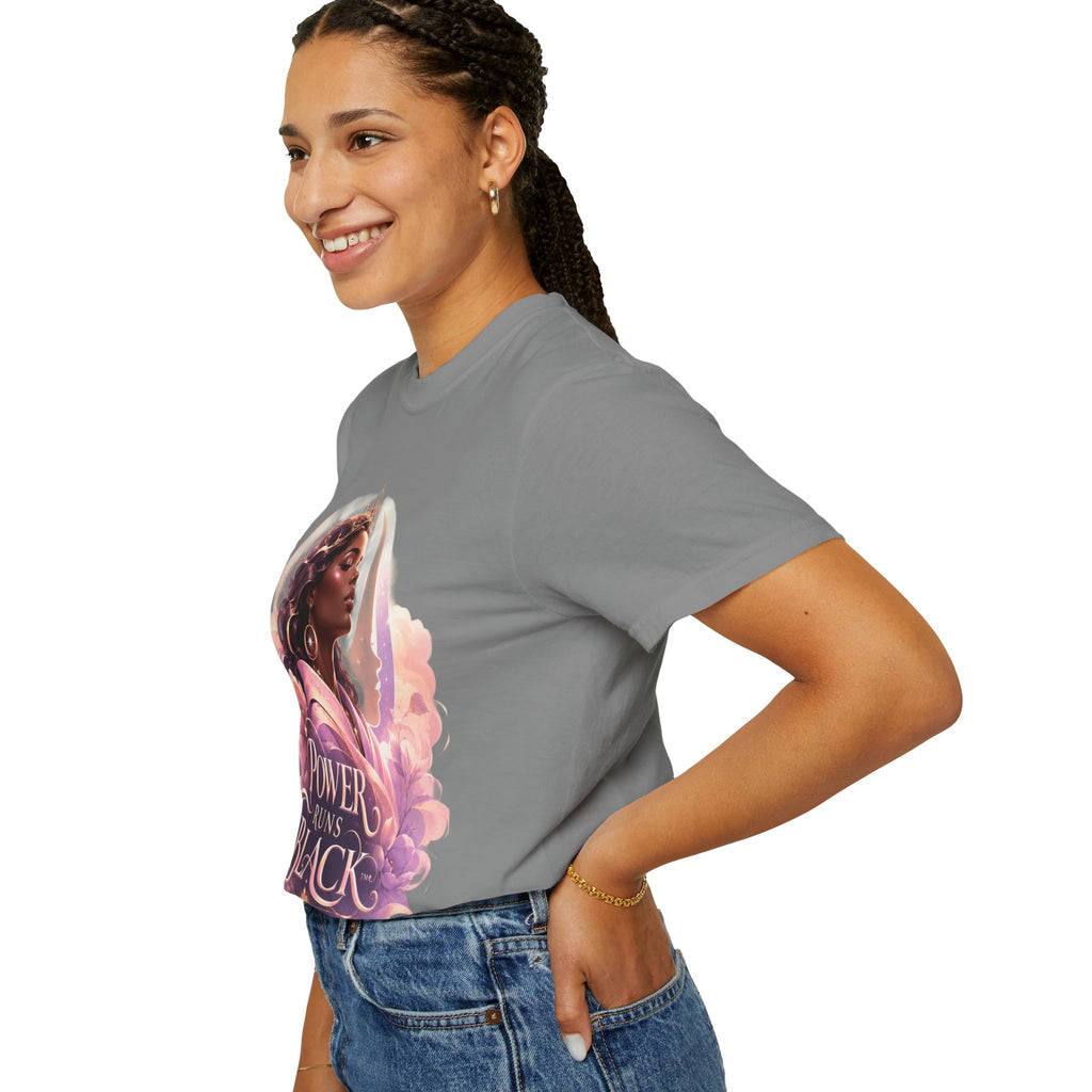 Power Runs Black graphic tee | Black woman portrait, Afro empowerment shirt by Power Runs Black