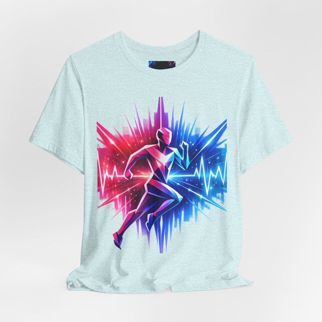 Power Runs Black PRB Running Pulse Graphic Tee — Neon Runner Heartbeat Sports T‑Shirt by Power Runs Black