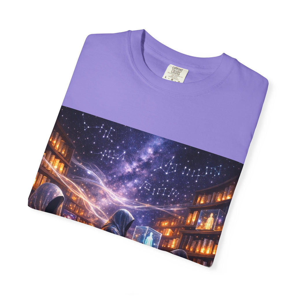 PRB Mystic Library Wizards T-Shirt — Cosmic Sorcerer Art Tee by Power Runs Black