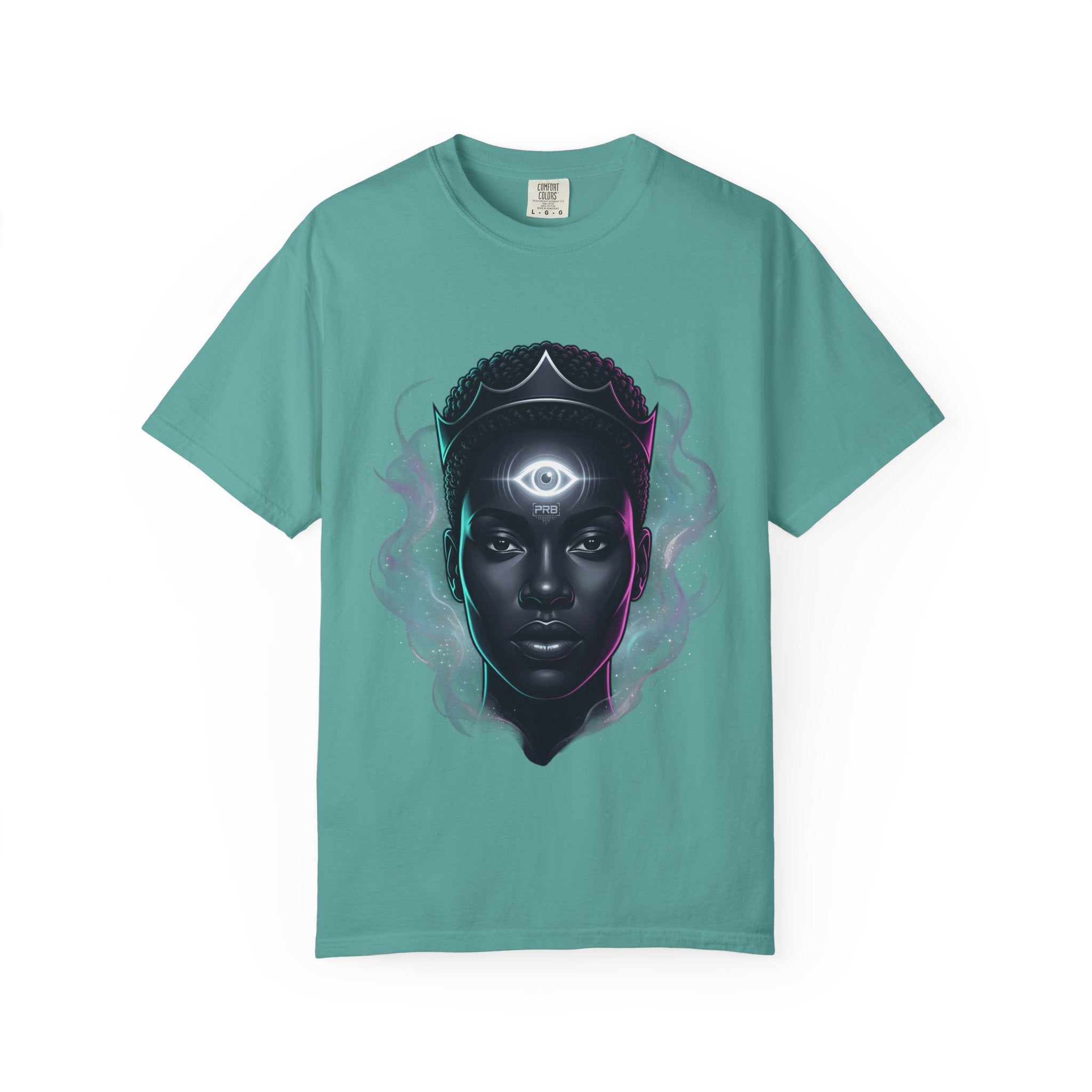 Printify PRB Third Eye Omni‑Vision Ascendant 4K Cosmic Portrait T-shirt | Mystic Black Face Artwork - T-Shirt