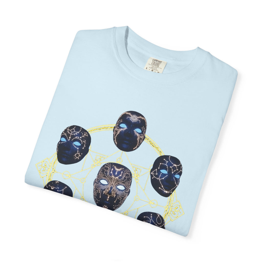 PRB Tribal Mask Circle Graphic Tee, Spiritual Afrocentric Art by Power Runs Black