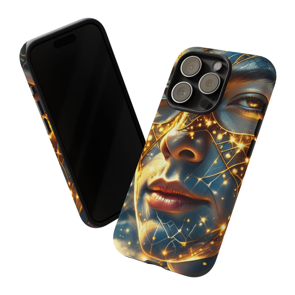 PRB Galactic Portrait Tough Case | Cosmic Face Phone Case, Starry Nebula Design by Power Runs Black