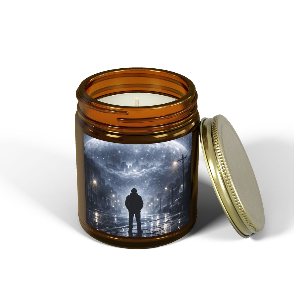 PRB Lone Figure Under Moonlight Candle | Coconut Apricot Wax Jar by Power Runs Black