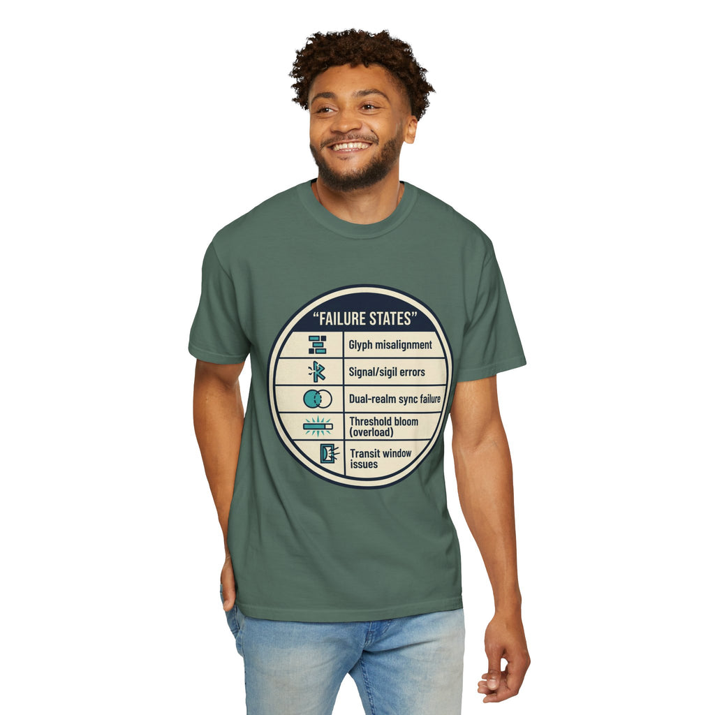 Power Runs Black PRB Failure States T-Shirt — Sci‑Fi Status Badge Graphic Tee by Printify