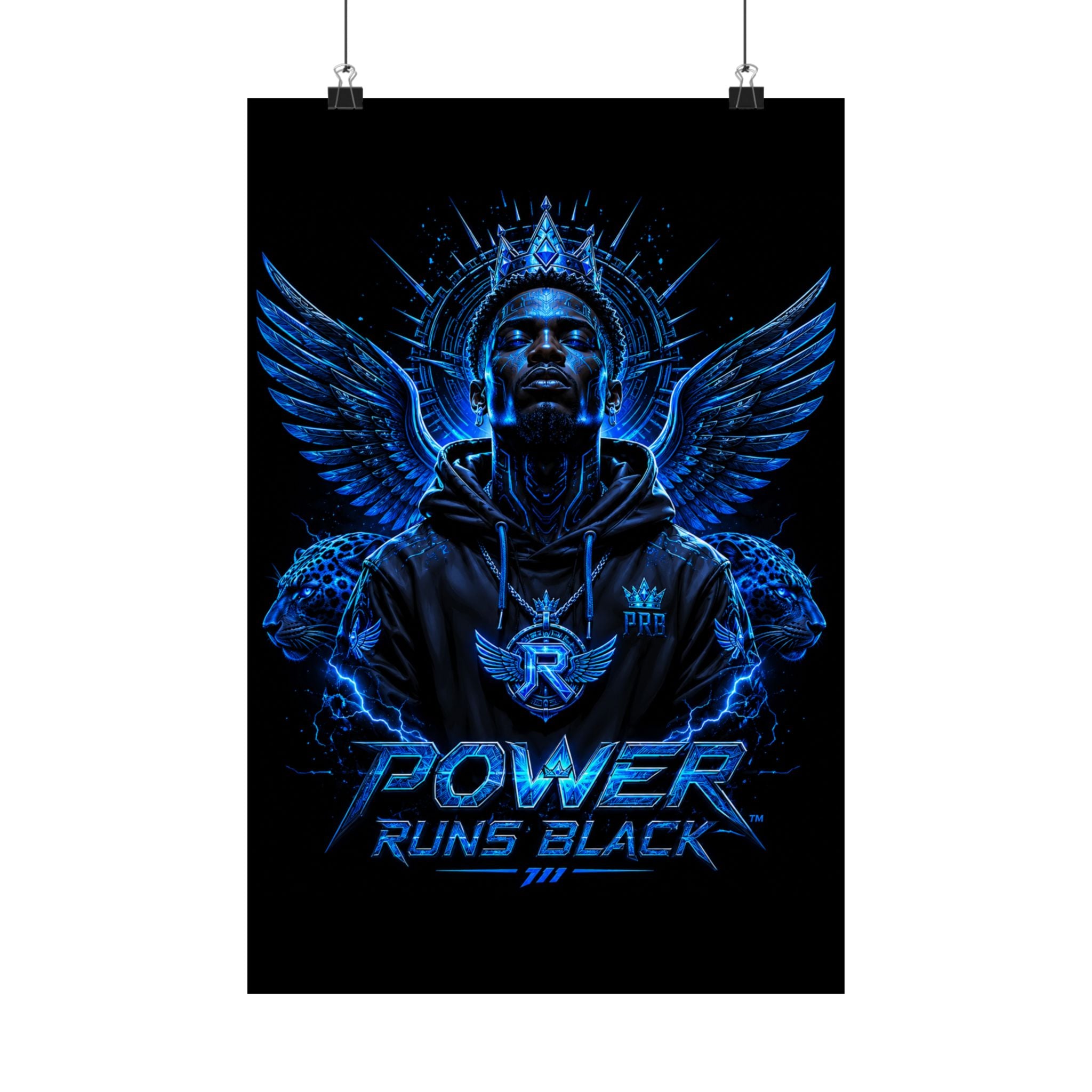 Power Runs Black Matte Poster — Urban Angel Portrait Wall Art by Power Runs Black