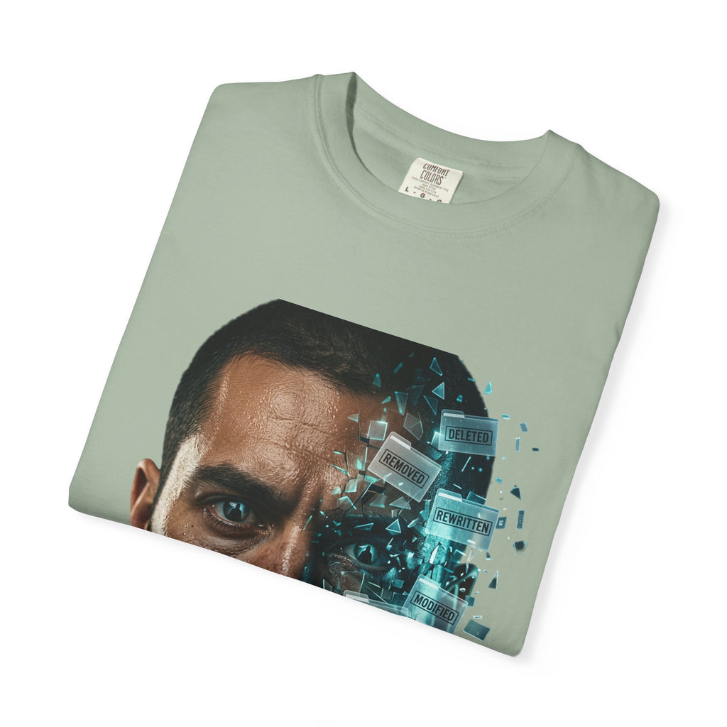 Syndication Loop Cyberpunk Portrait Tee — Tech-Noir Graphic T-Shirt | Power Runs Black by Printify