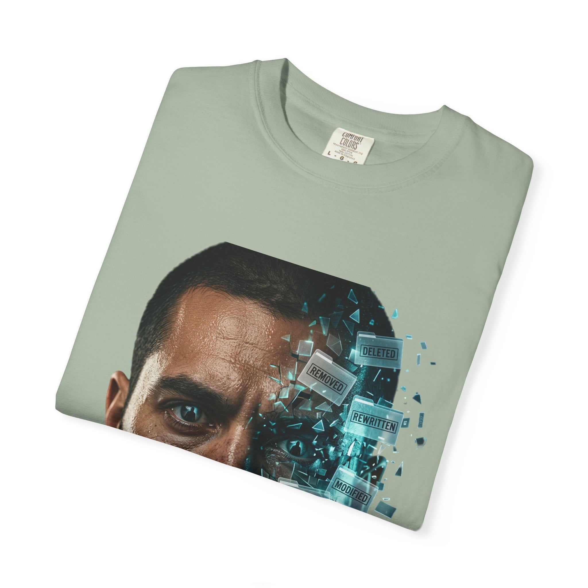 Syndication Loop Cyberpunk Portrait Tee — Tech-Noir Graphic T-Shirt | Power Runs Black by Printify
