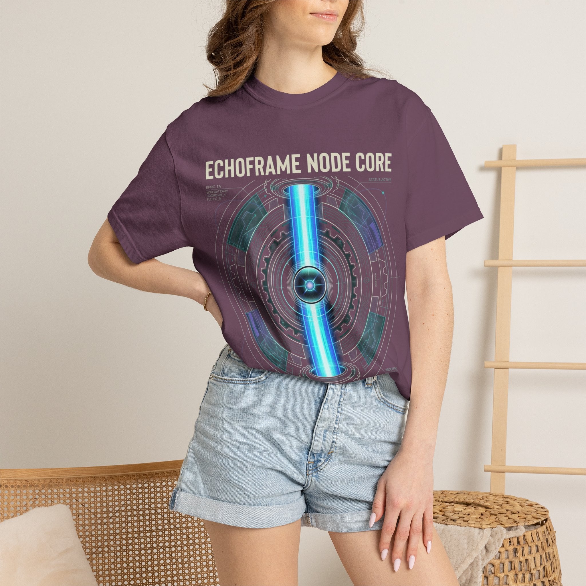 Power Runs Black PRB Echoframe Node Core T-Shirt — Futuristic Tech Graphic Tee by Power Runs Black
