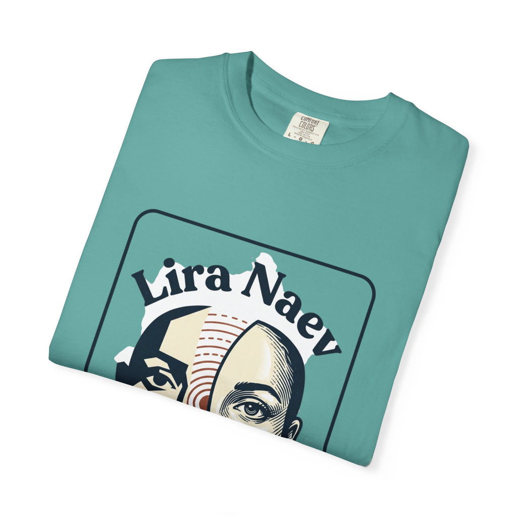 Power Runs Black PRB Lira Naev Split-Face Graphic T-Shirt — “Perception shifts the center” Statement Tee by Printify