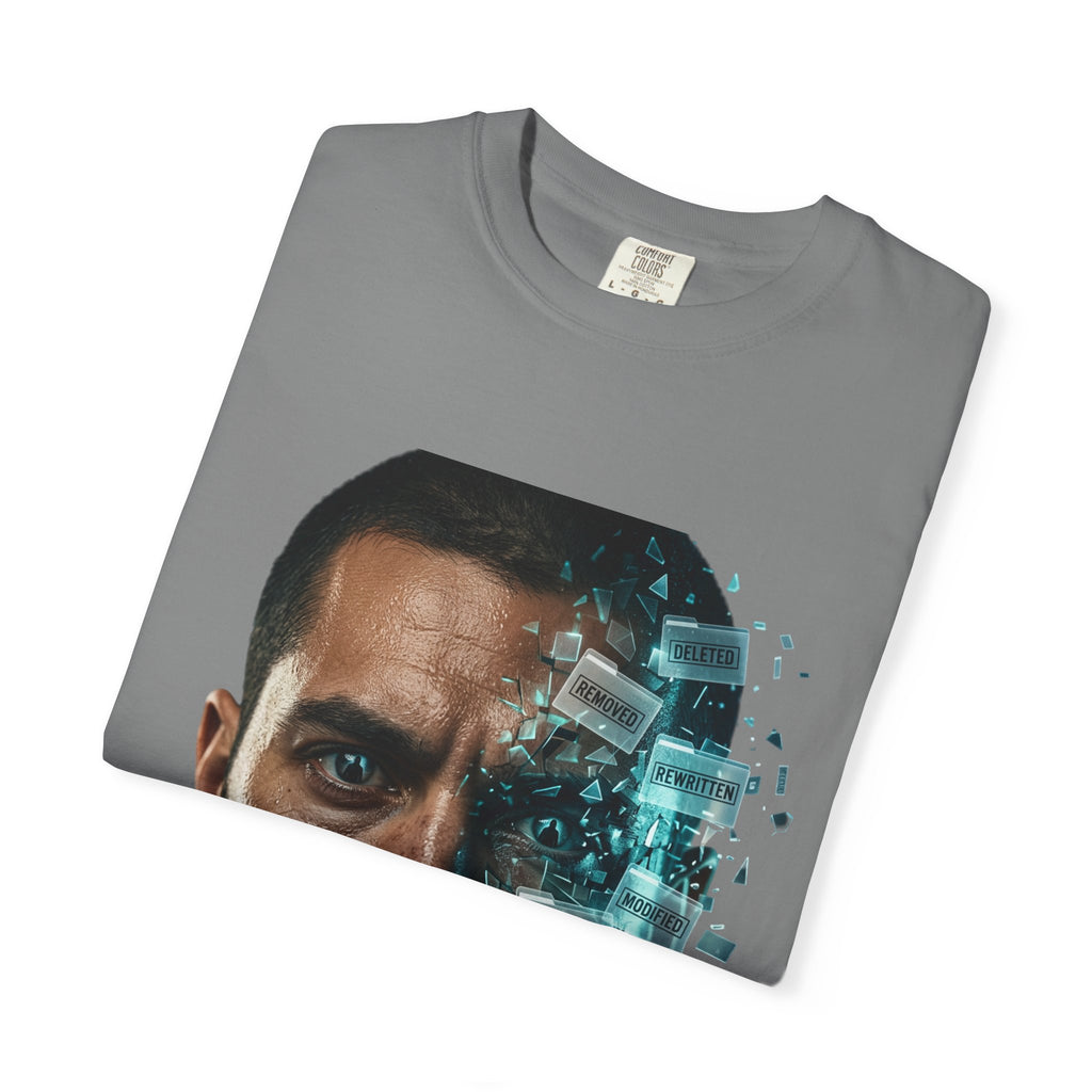 Syndication Loop Cyberpunk Portrait Tee — Tech-Noir Graphic T-Shirt | Power Runs Black by Printify