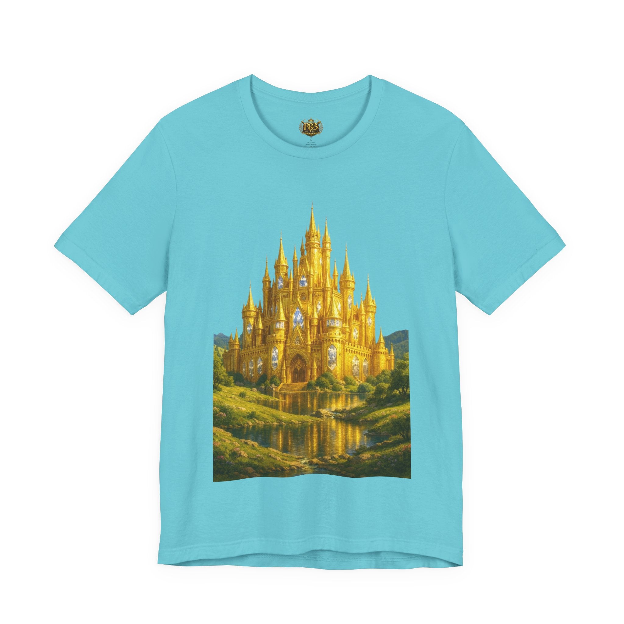 PRB Golden Fantasy Castle Tee | Magical Kingdom Illustration, Fairytale Scene by Power Runs Black