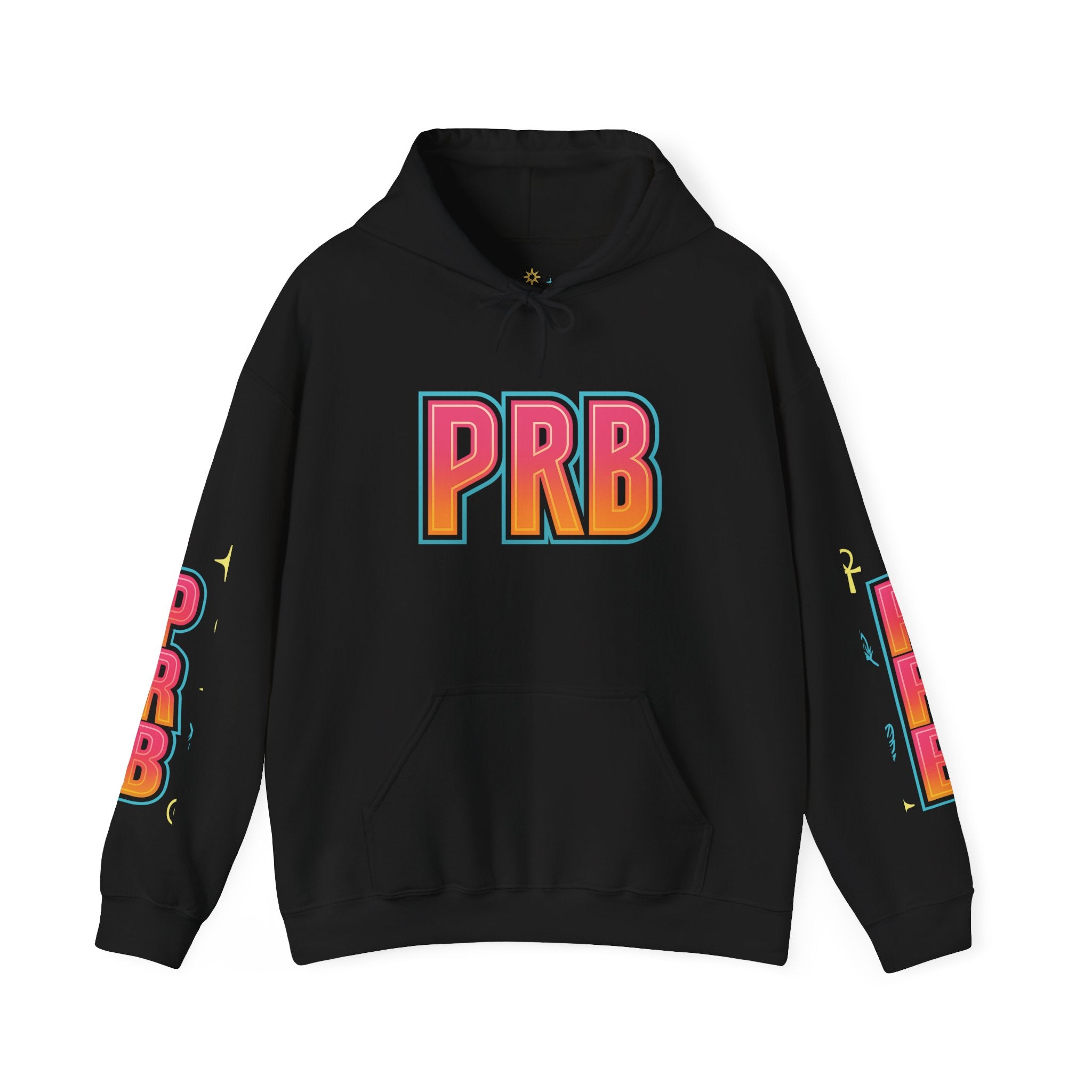 PRB Graphic Hoodie — Colorful Cityscape Pullover by Power Runs Black