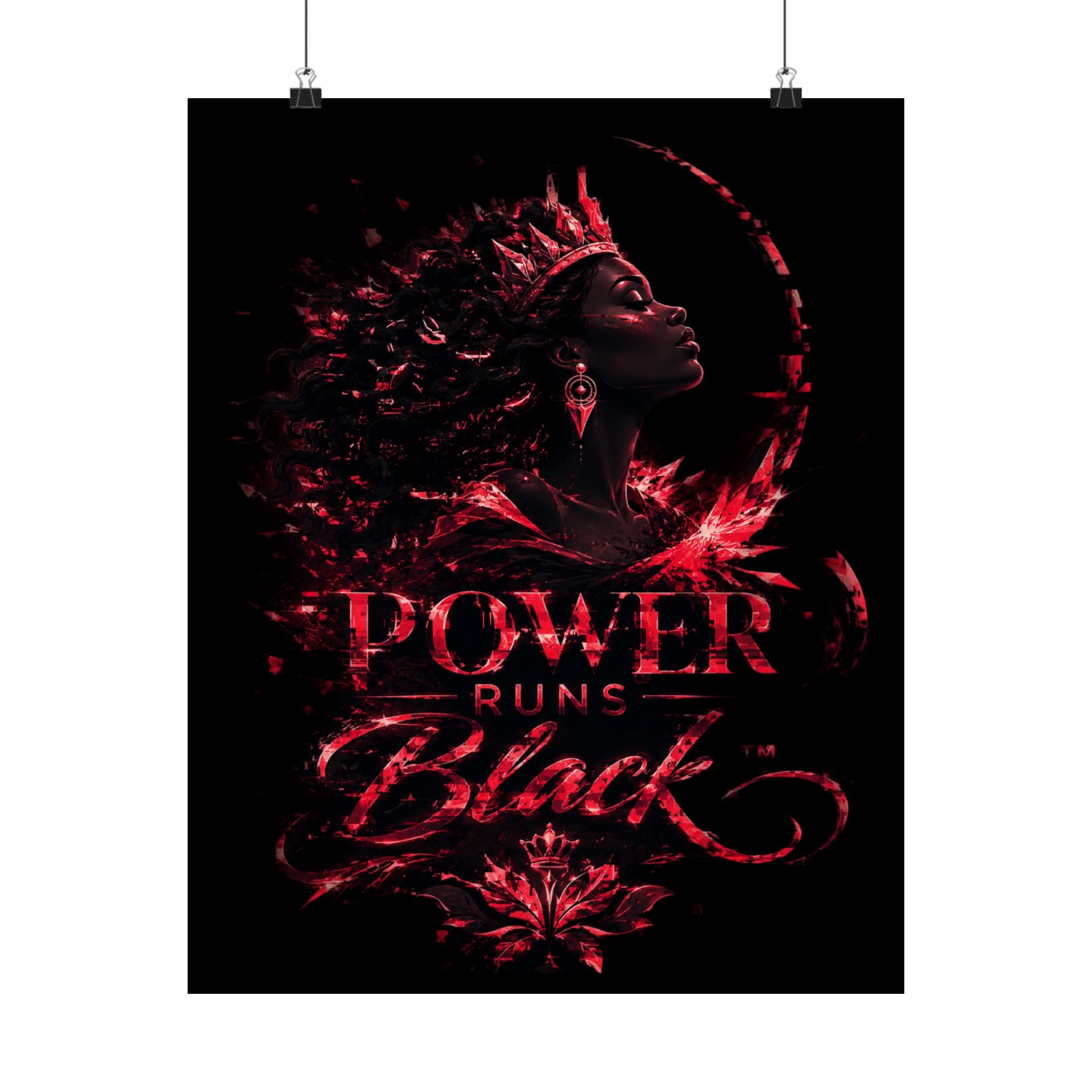 Power Runs Black Matte Poster — Afrocentric Inspirational Wall Art by Power Runs Black