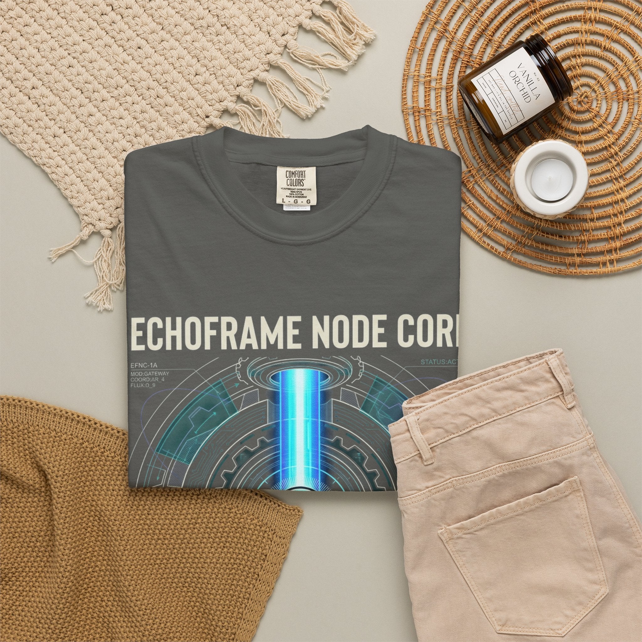 Power Runs Black PRB Echoframe Node Core T-Shirt — Futuristic Tech Graphic Tee by Power Runs Black