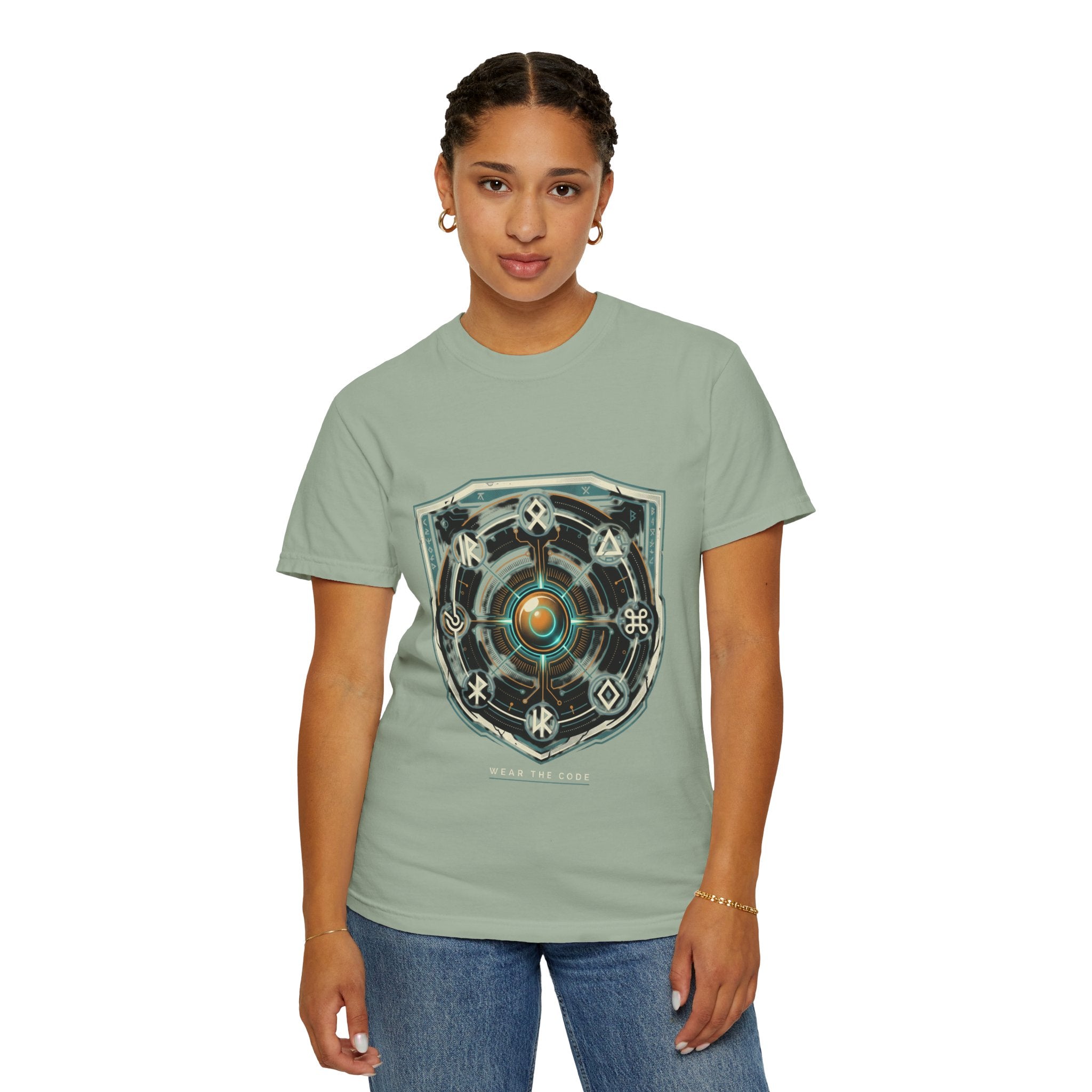 Power Runs Black PRB "Wear The Code" Mystic Shield T-Shirt — Geometric Sigil Graphic Tee by Power Runs Black