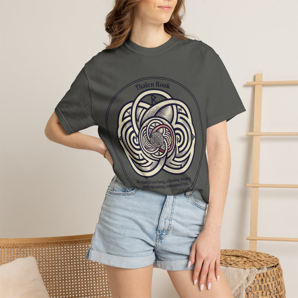 Power Runs Black PRB Thalen Rook Celtic Knot Graphic T-Shirt — "He stared too long..." Quote Tee by Power Runs Black