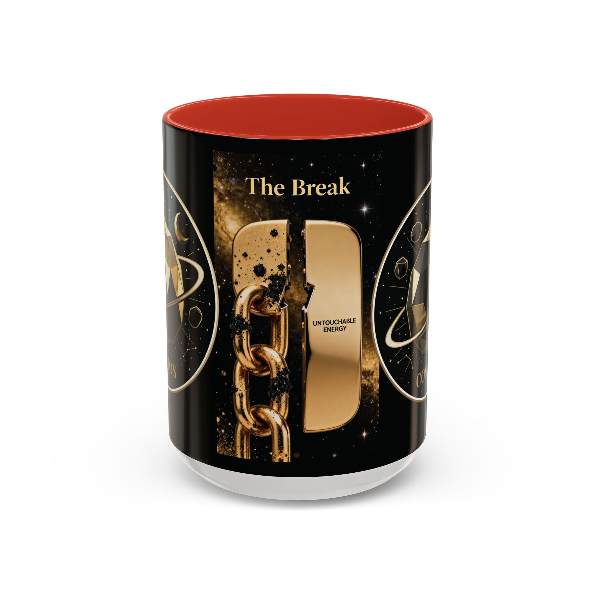 PRB Gold Cosmos Design Accent Coffee Mug | The Break, Planet Illustration by Printify