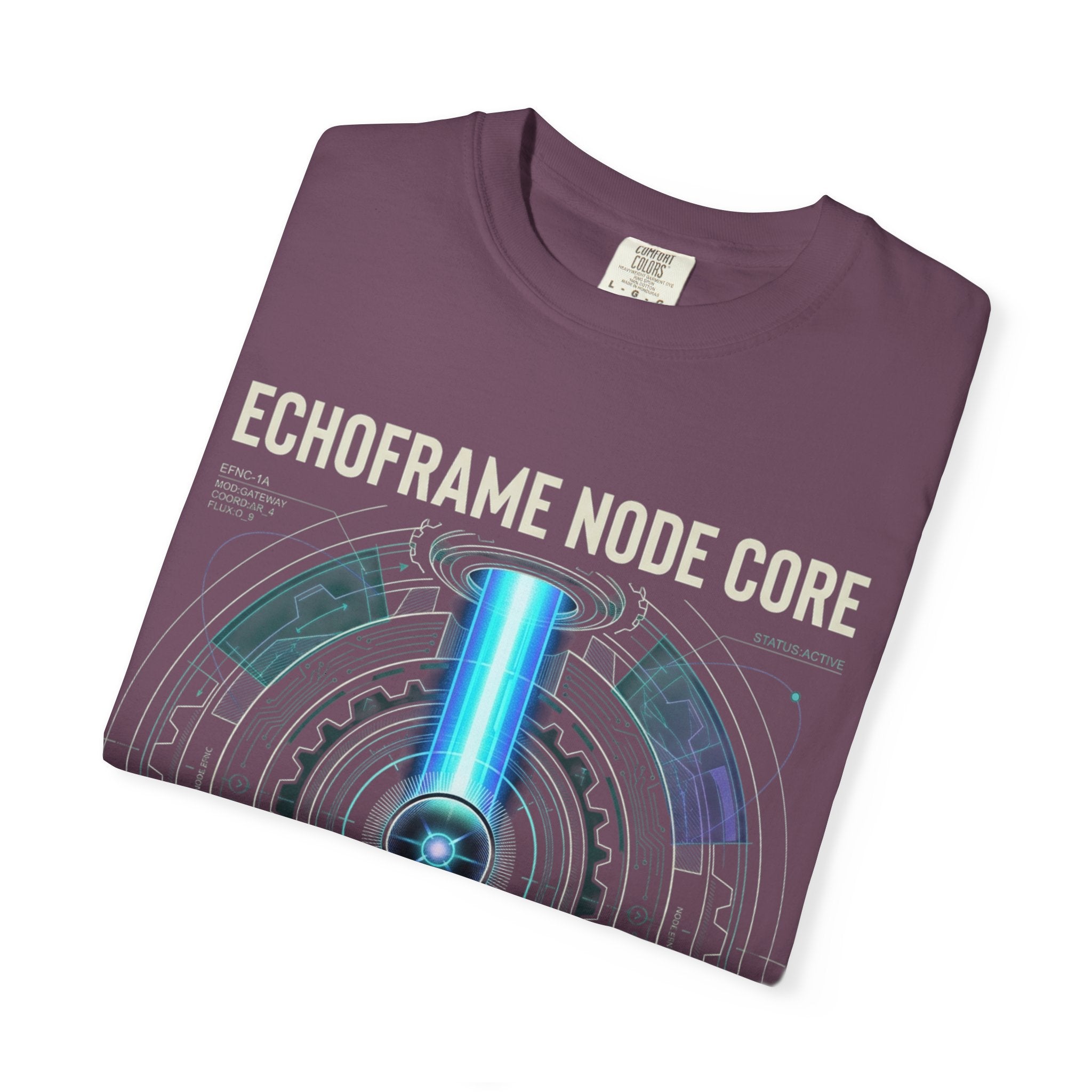 Power Runs Black PRB Echoframe Node Core T-Shirt — Futuristic Tech Graphic Tee by Power Runs Black