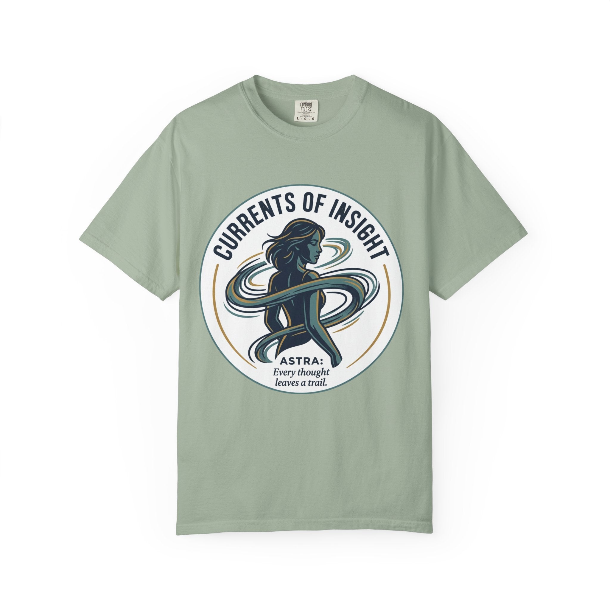 Power Runs Black Currents of Insight T-Shirt — 'Astra: Every thought leaves a trail' Graphic Tee by Power Runs Black