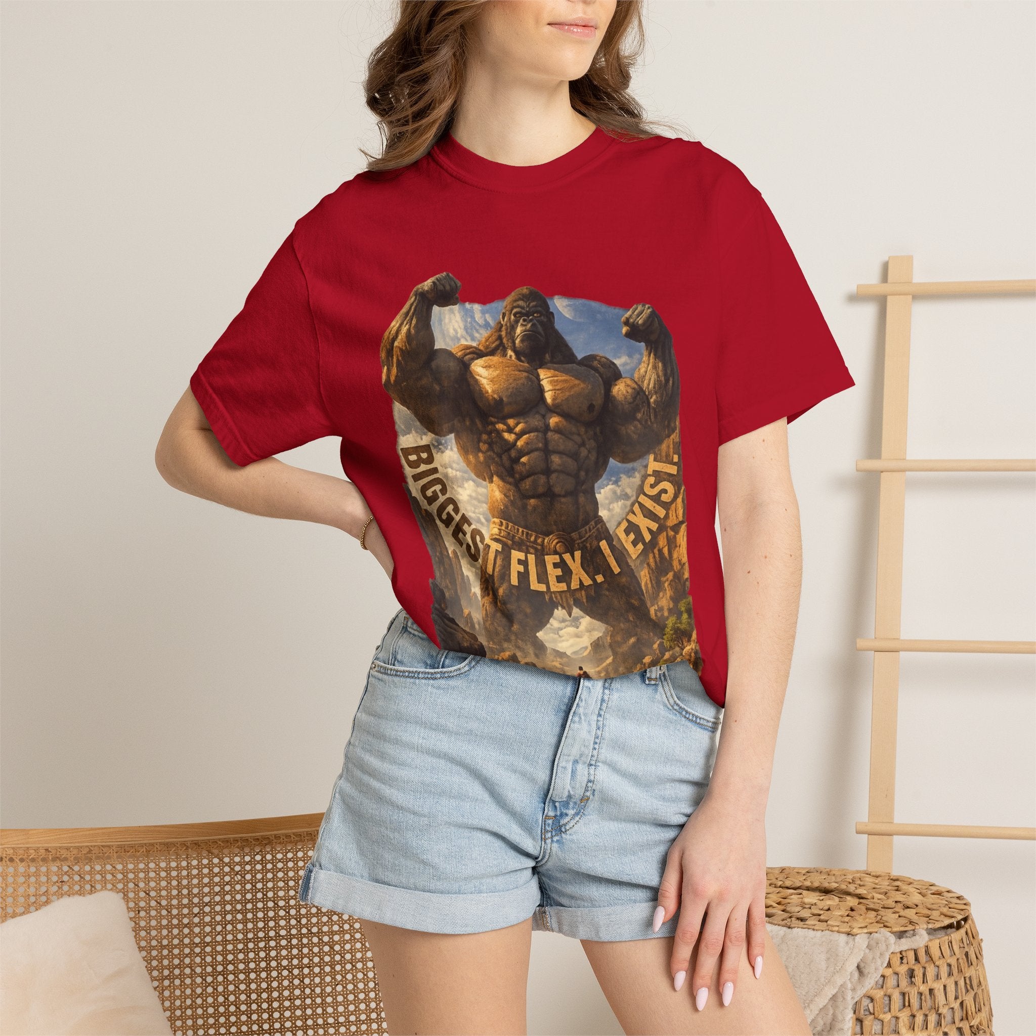 PRB Biggest Flex I Exist T-Shirt — Funny Muscle Gorilla Graphic Tee by Power Runs Black