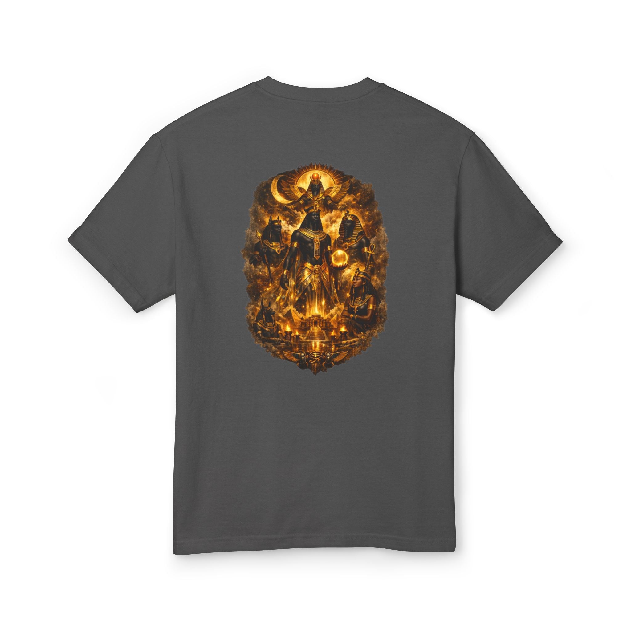 PRB Graphic Tee — Golden Gothic Shield Chest & Back Design by Power Runs Black