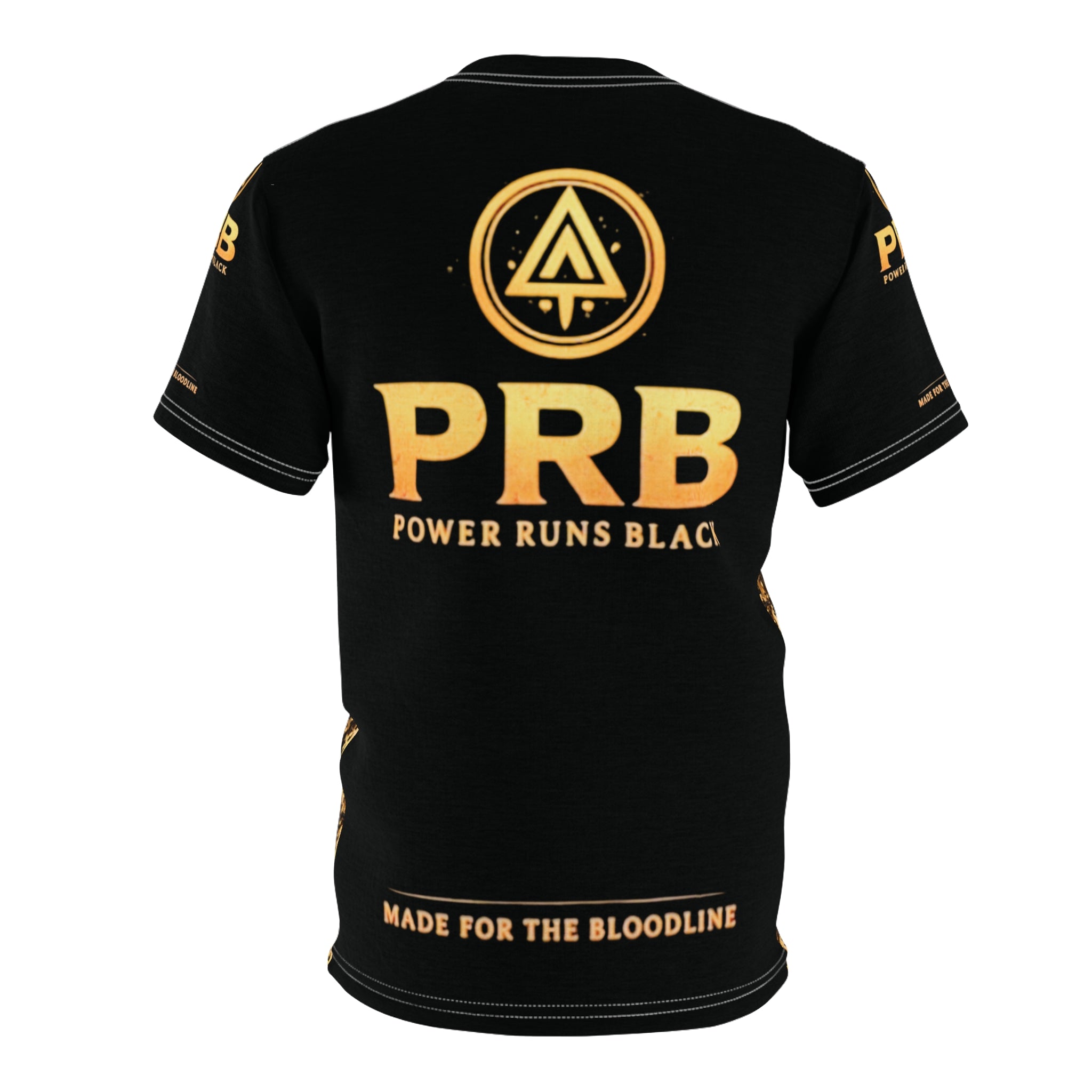 PRB Gold Houndstooth All-Over Print Tee — Bold Streetwear Graphic Shirt by Power Runs Black
