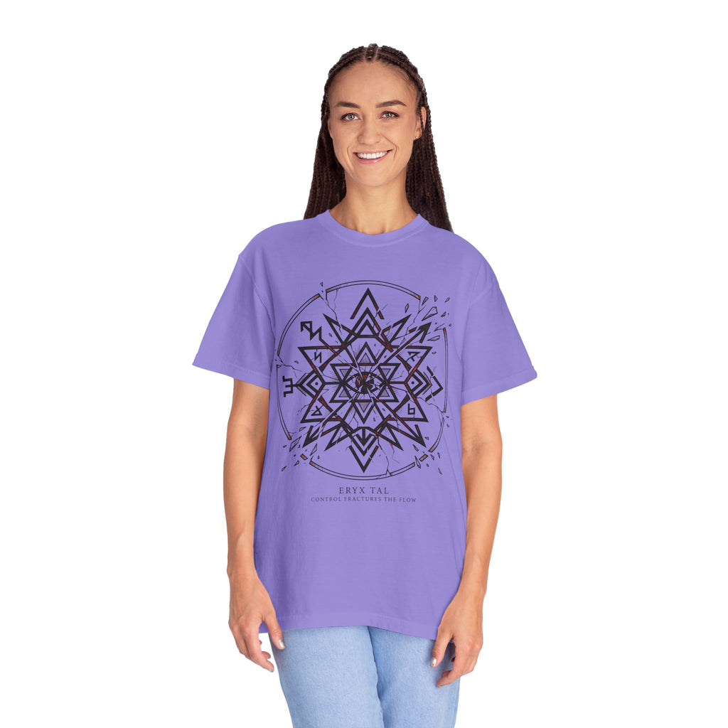 Power Runs Black PRB Eryx Tal Geometric Mandala T-Shirt — Symmetric Star Graphic Tee by Power Runs Black