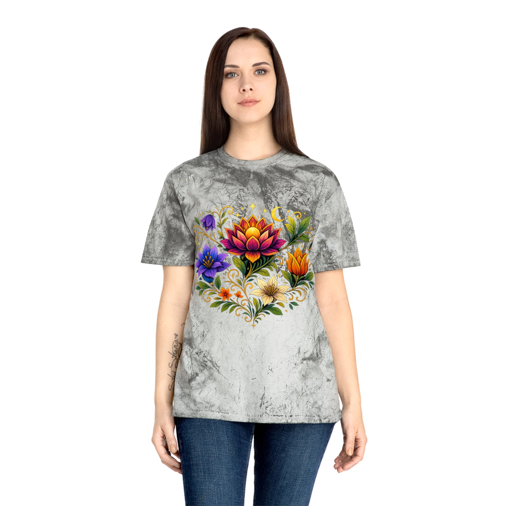 Pretty Rich Bitch by PRB Vibrant Lotus Bouquet T-Shirt | Floral Watercolor Bloom Tee by Power Runs Black