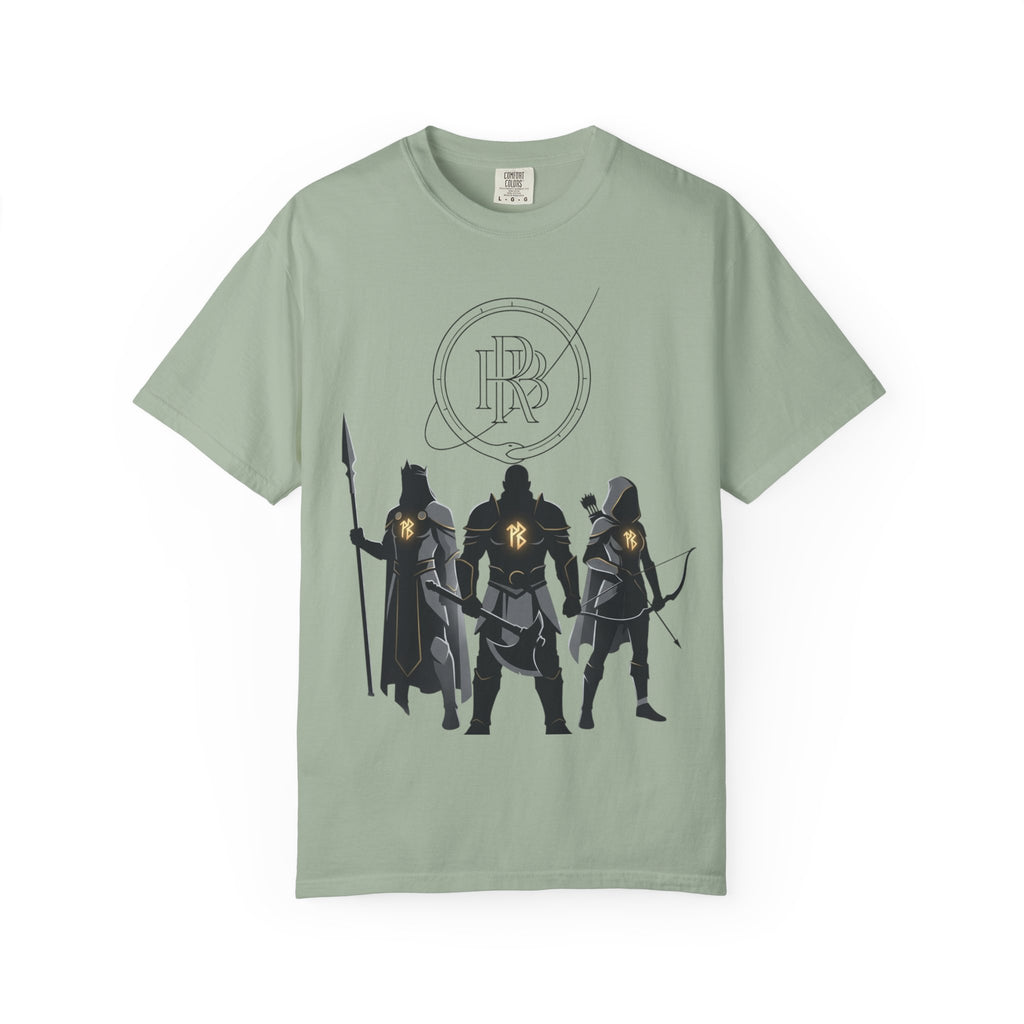 Printify PRB Fantasy Warrior Party T-Shirt — Knight, Archer & Spearfighter Silhouette Tee - T-Shirt