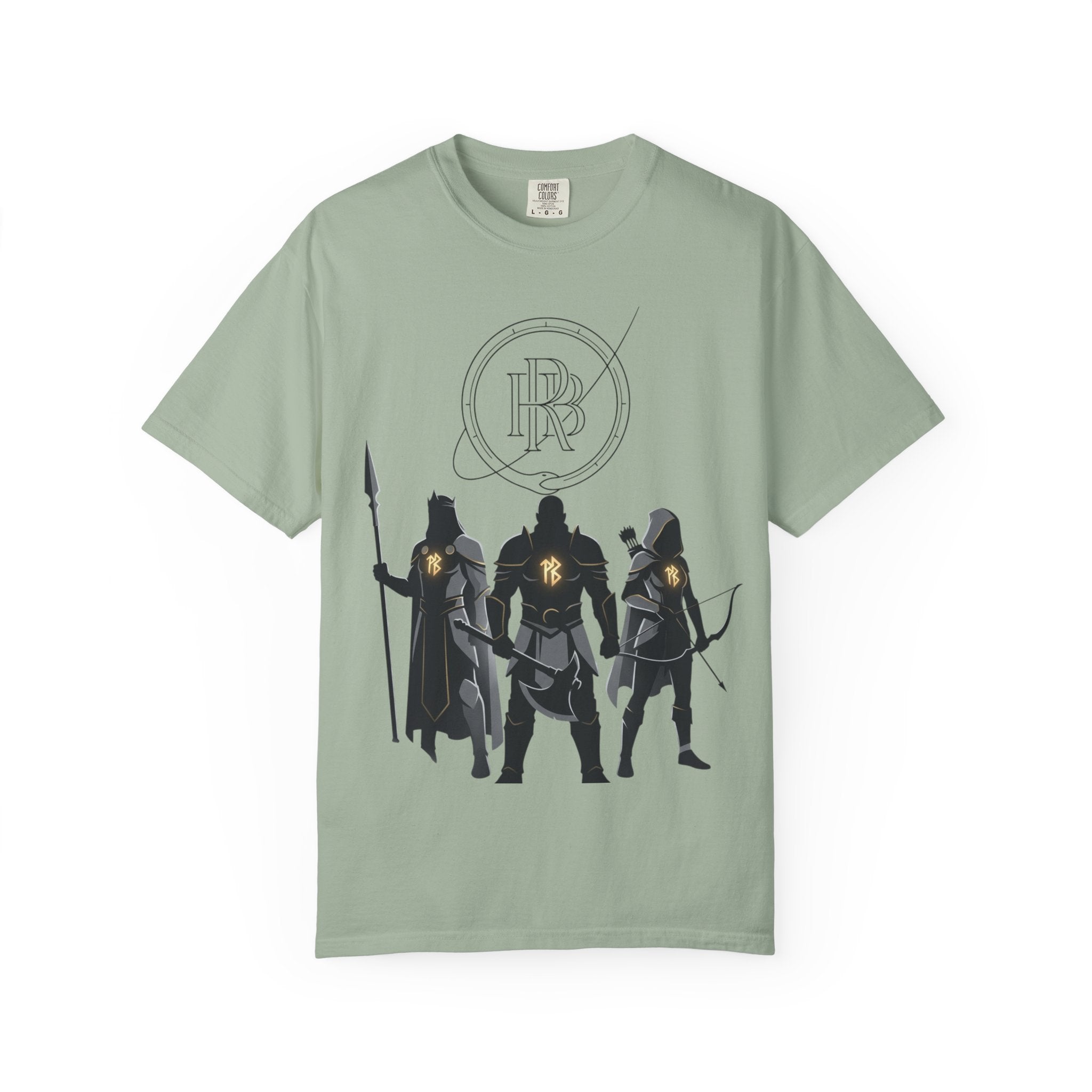 Printify PRB Fantasy Warrior Party T-Shirt — Knight, Archer & Spearfighter Silhouette Tee - T-Shirt