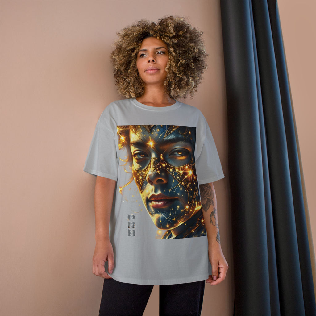 PRB Champion T-Shirt — Cosmic Face Art Tee (Radiant Star Portrait) by Printify