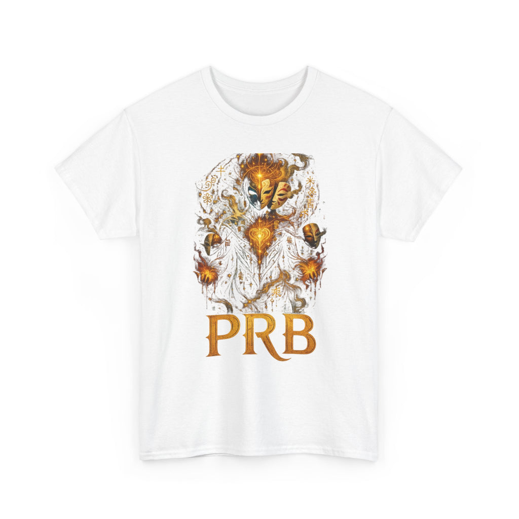 PRB Golden Mystic Mask Graphic Tee — Vintage Nature Illustration T-Shirt by Power Runs Black
